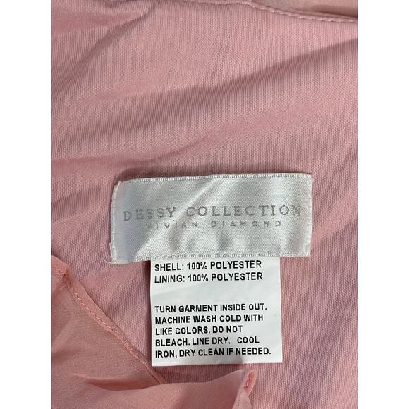 Dessy Collection NWT Pink Asymmetrical Ruffle Chiffon Bias Slip Maxi Dress XL - Picture 3 of 6